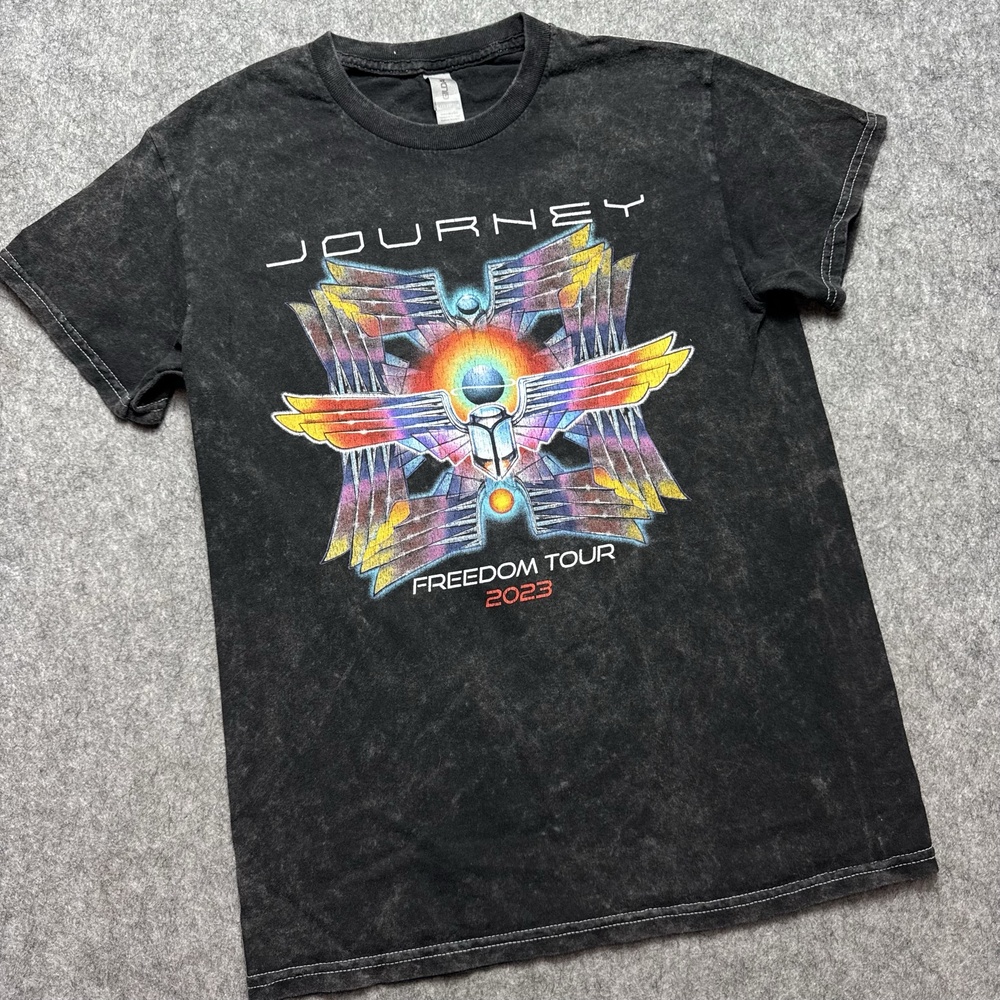 Journey Shirt Mens Small Black Freedom Tour 2023 Graphic Tee Band Rock Concert